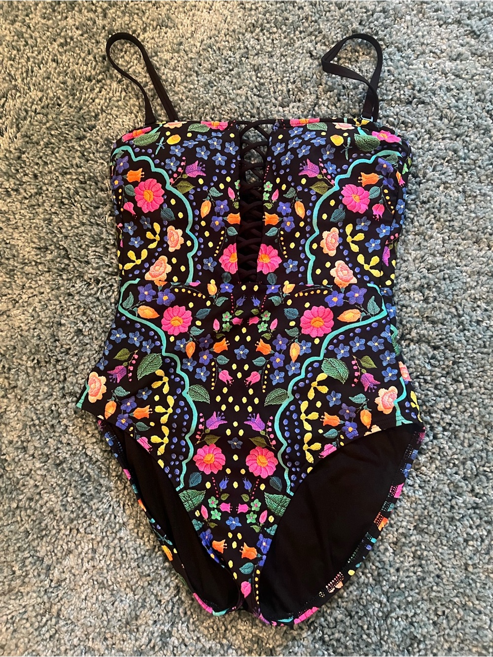 Kenneth Cole Reaction Black Floral One-Piece Swimsuit